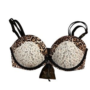 Victoria secret very sexy strapless animal print lace bra new with tag 34D